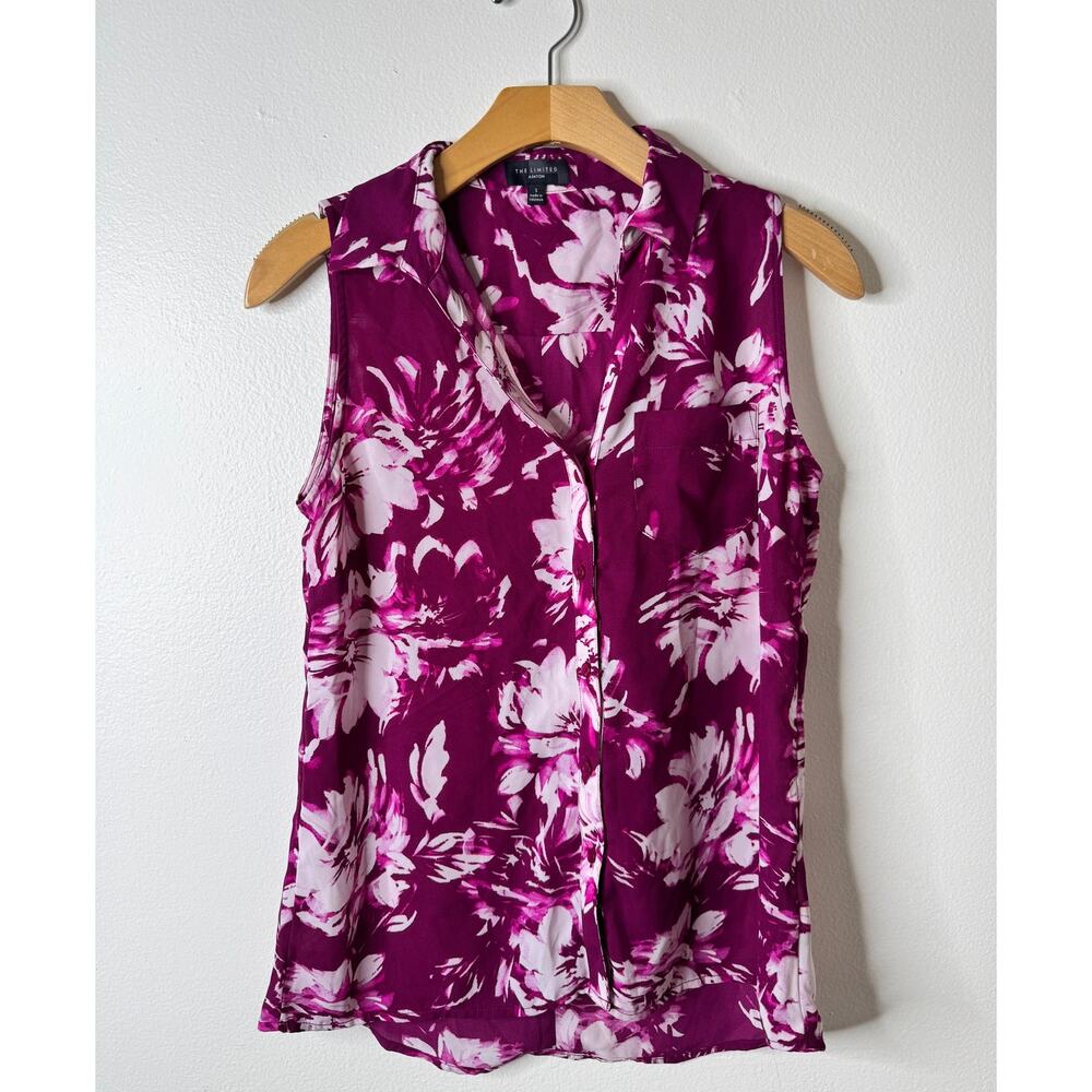 The Limited Small Magenta Pink The Ashton Tropical Floral Sleeveless Top Blouse